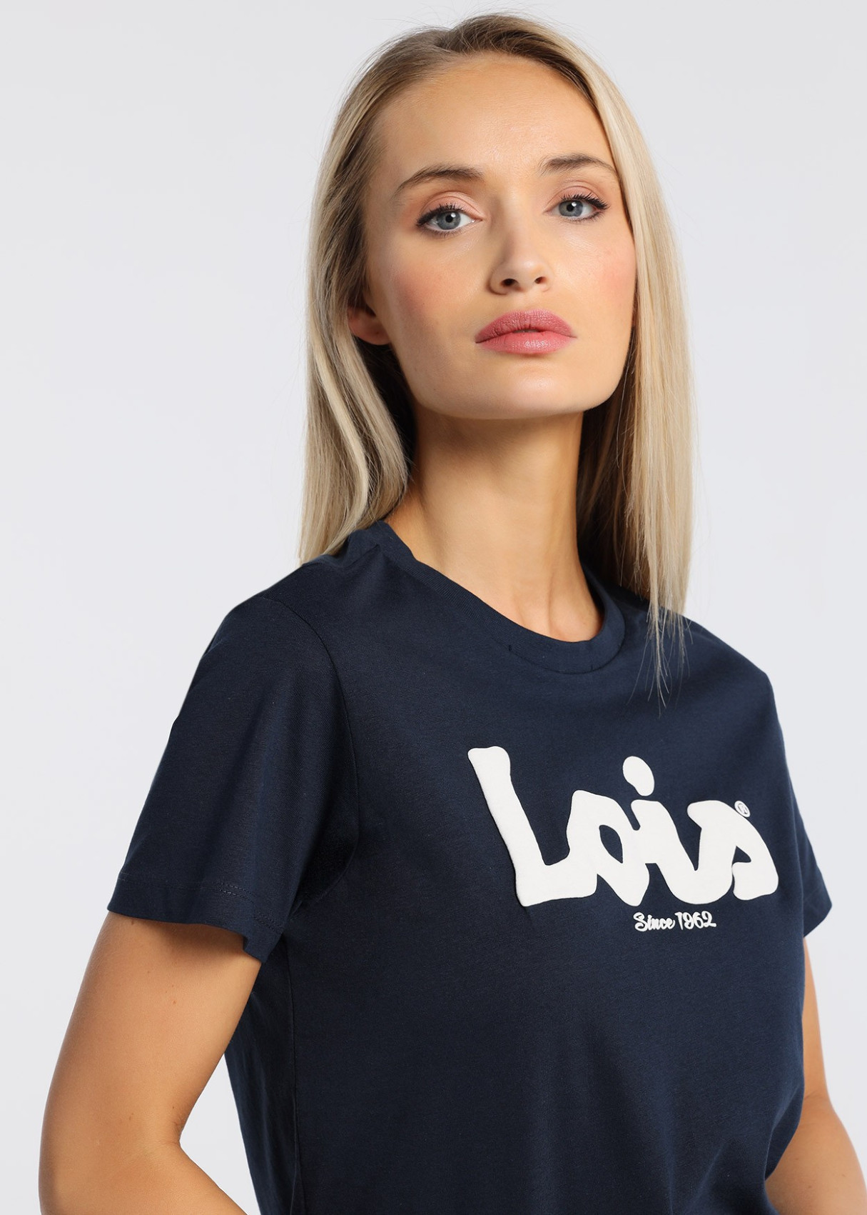 Camiseta manga corta Básica logo a contraste azul marino