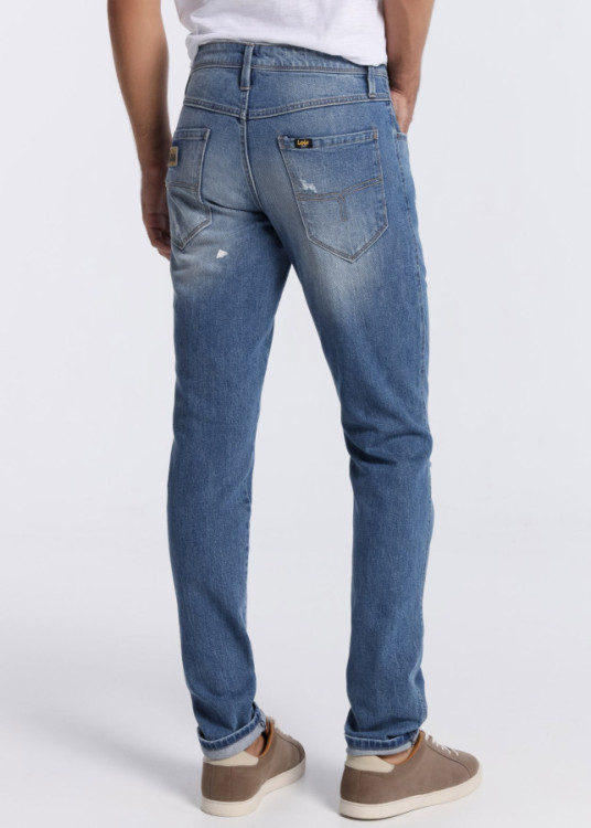 Vaqueros Slim Fit Tiro Medio detalle rotos Premium DRAYSON DEREK azul