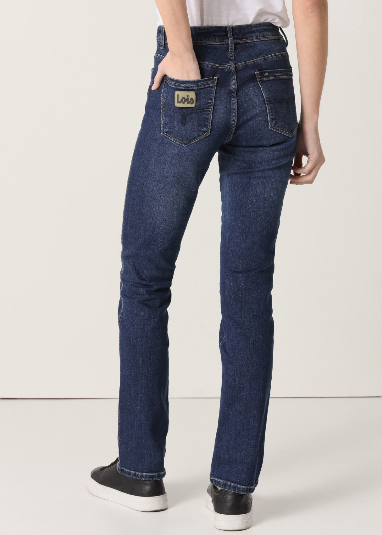 Jeans Straight MONIC MARLY Tiro Bajo algodón Premium azul