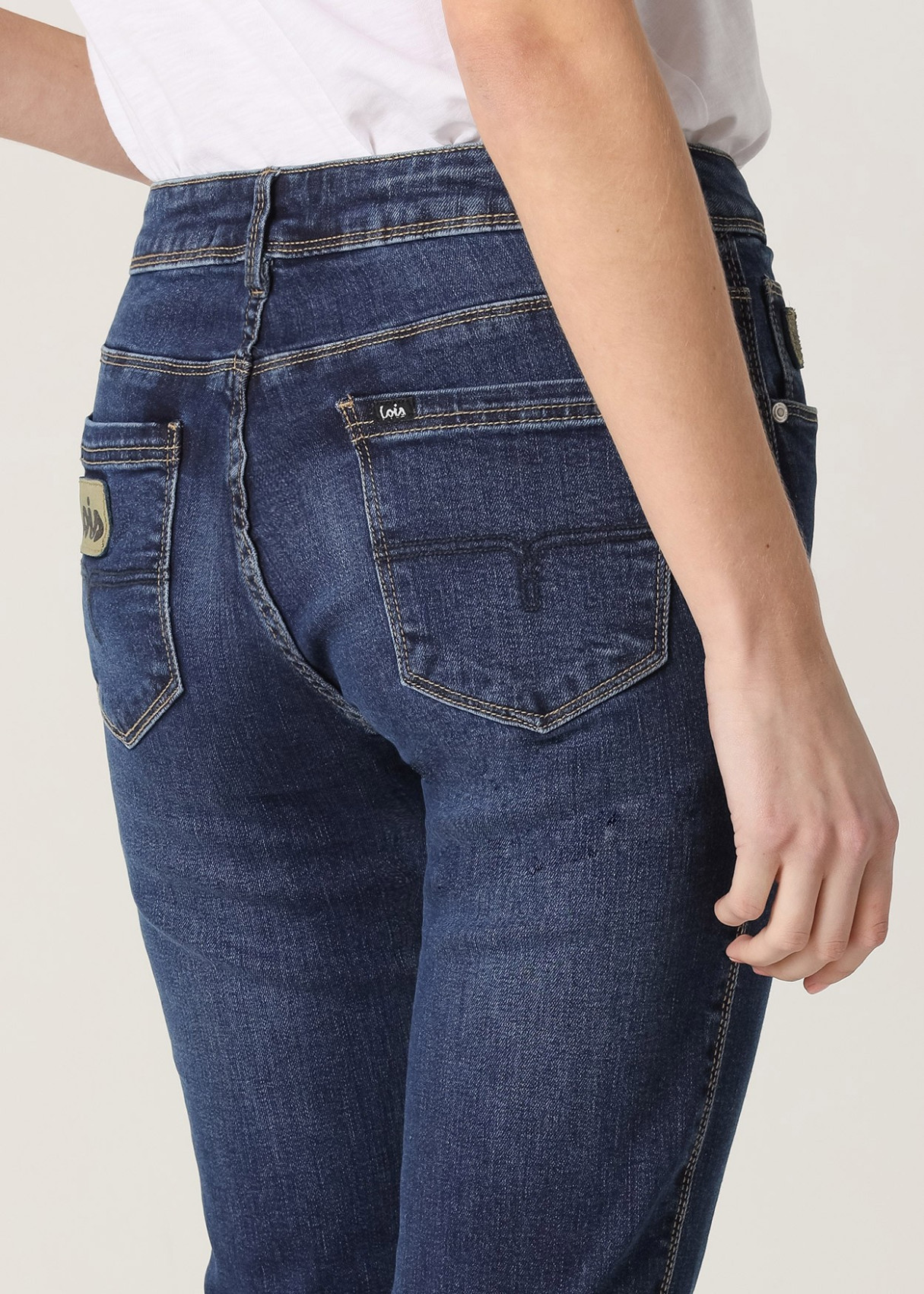 Jeans Straight MONIC MARLY Tiro Bajo algodón Premium azul
