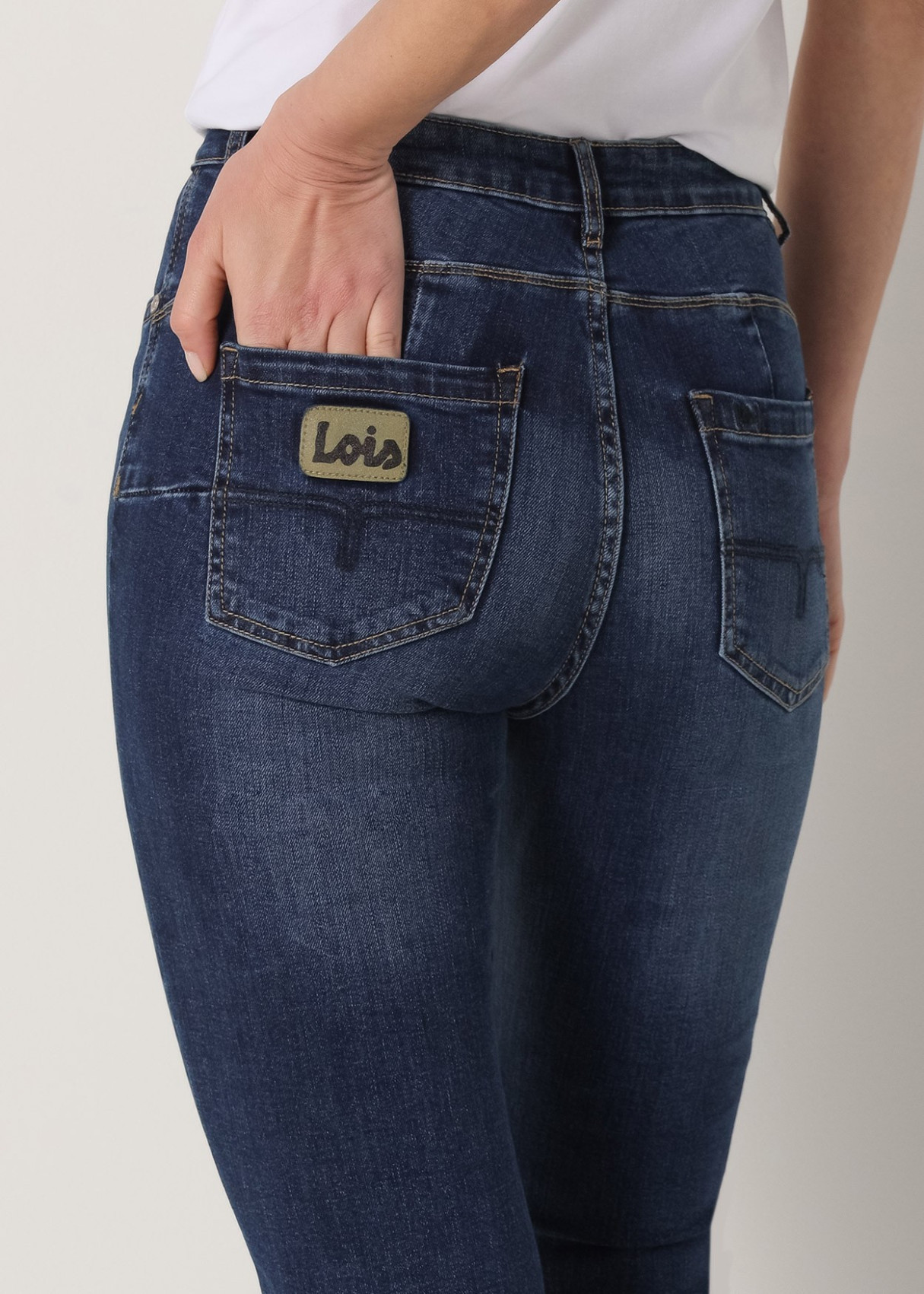 Jeans Flare Cintura Media tejido algodón Premium PUSHY FLARE-MARLY azul