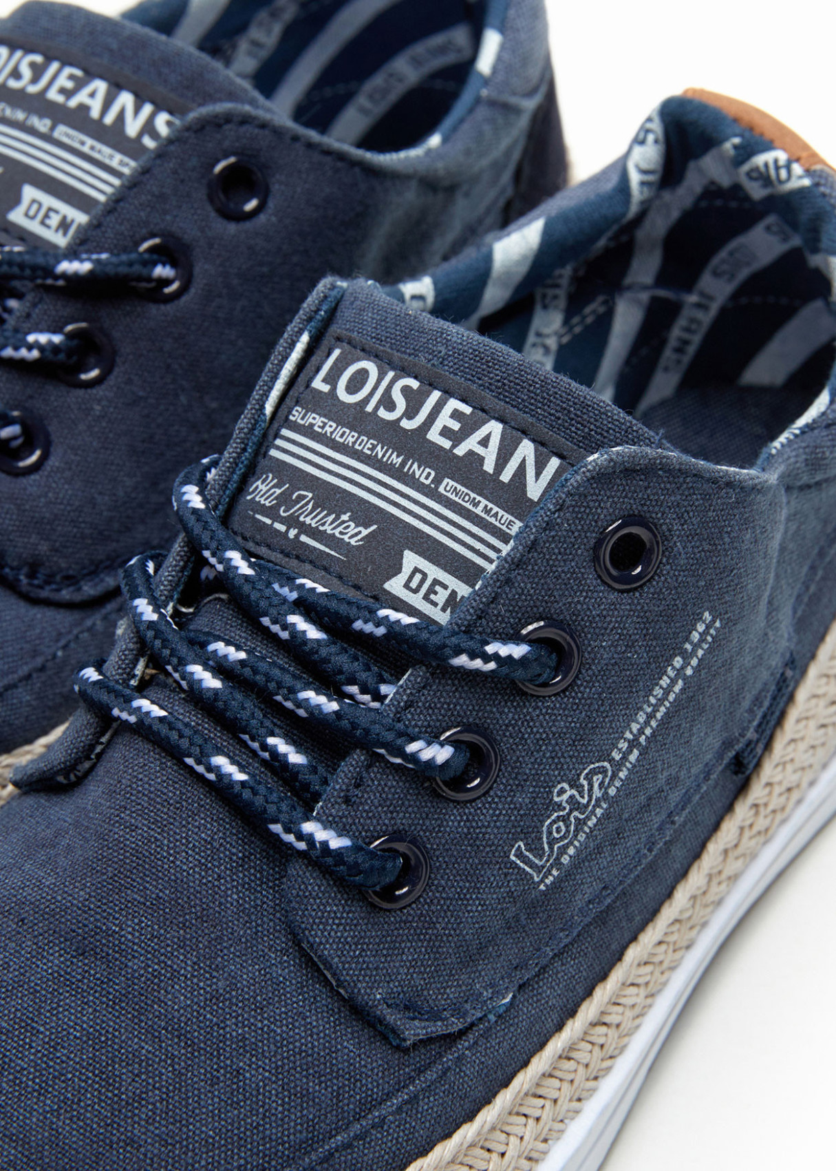 Bambas cordones combinada con yute azul