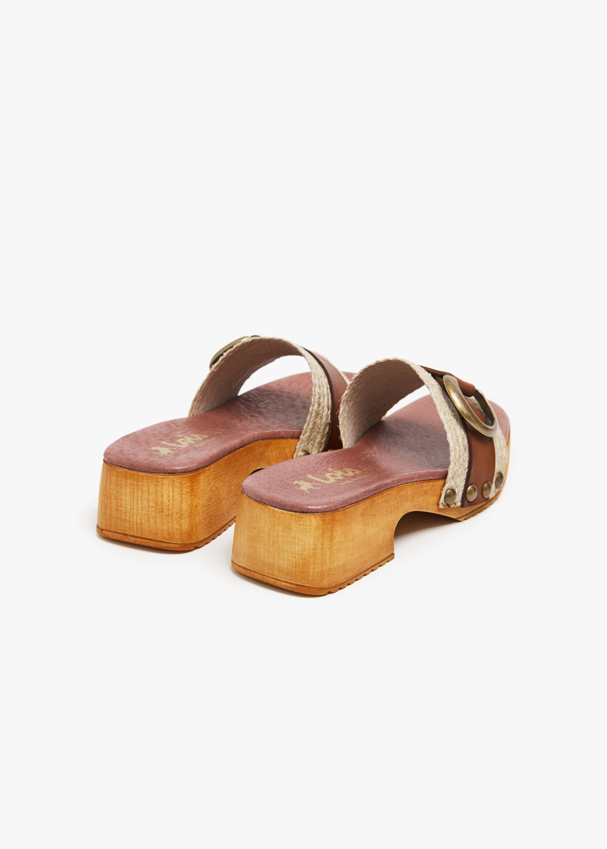 Sandalias De Piel Y Yute detalle Hebilla beige