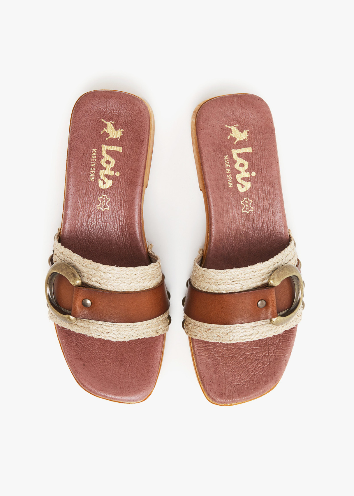 Sandalias De Piel Y Yute detalle Hebilla beige