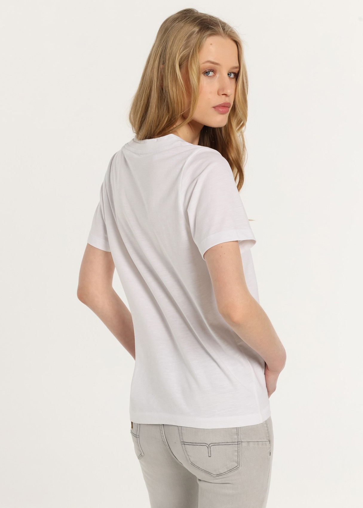 Camiseta manga corta Cuello Pico Básica blanca