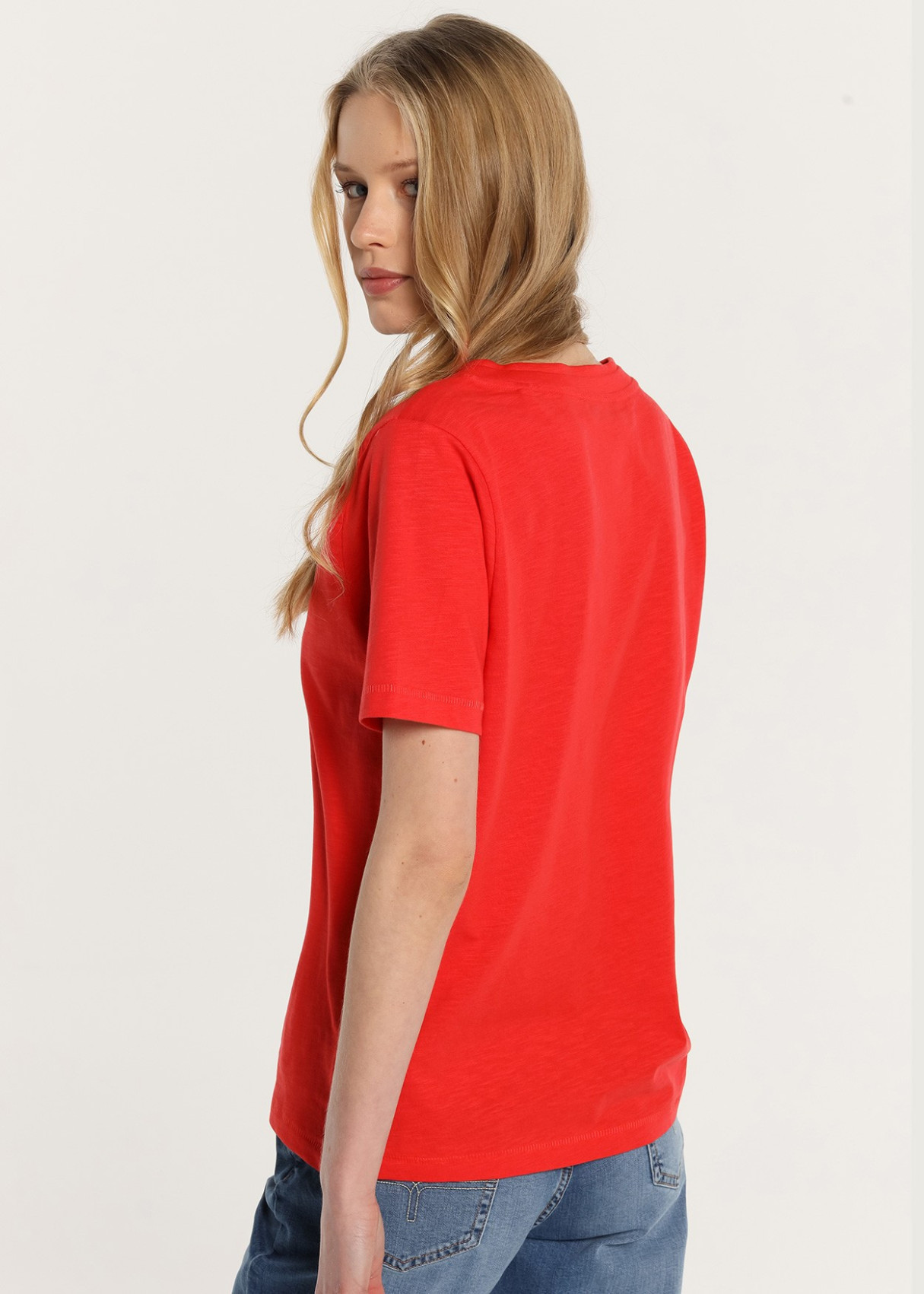 Camiseta manga corta Cuello Pico Básica roja