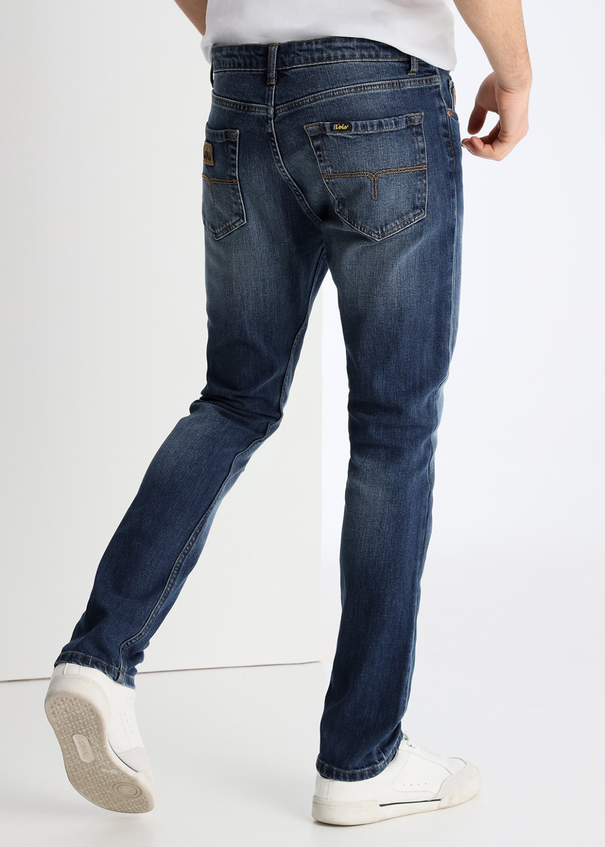 Vaqueros Slim Fit Tiro Medio Lavado Azul Oscuro