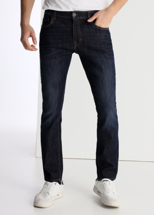 Vaqueros Skinny Fit Tiro Medio Rinse Bi-Strech azul oscuro