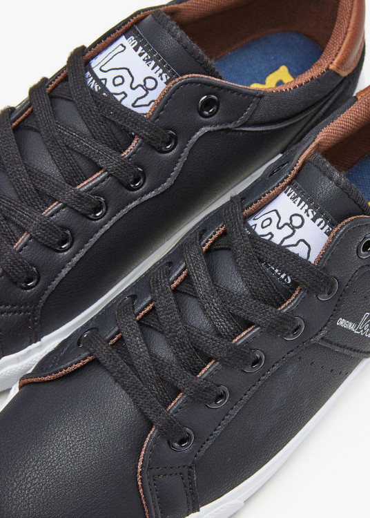 Bamba casual suela plana cordones negro