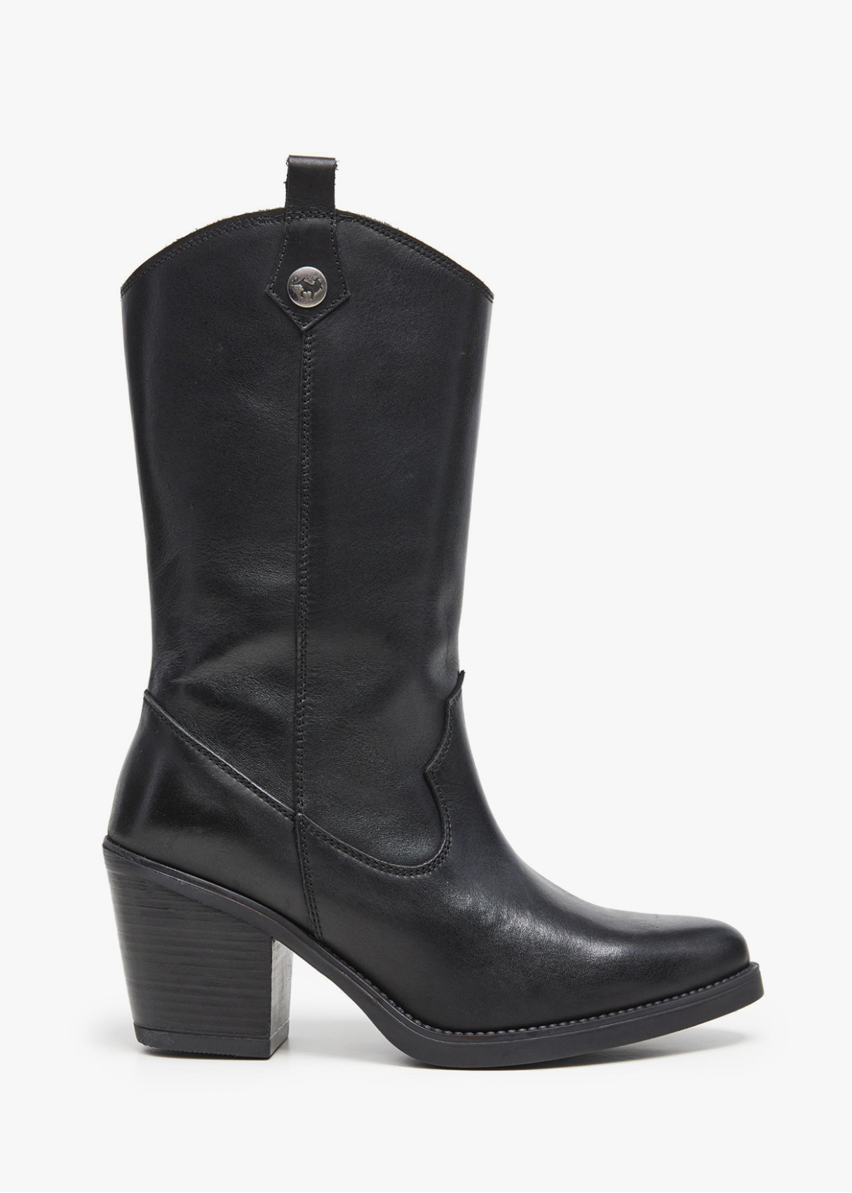 Botas Cowboy piel tacón alto negro
