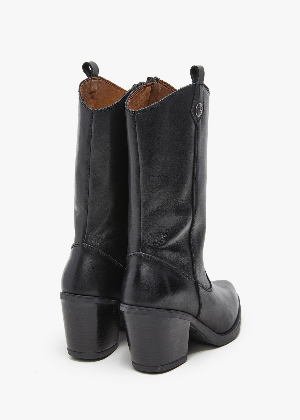 Botas Cowboy piel tacón alto negro