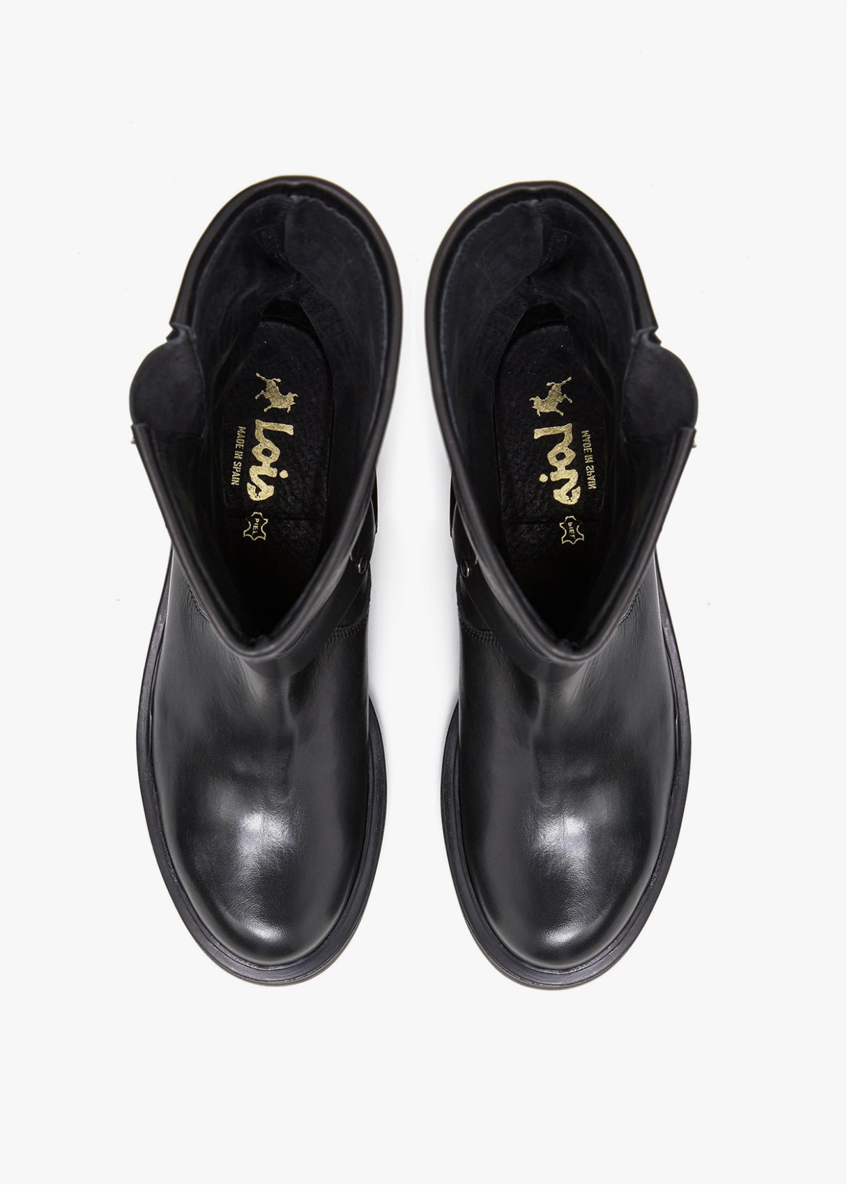 Botas Bajas De Piel estilo motera negra