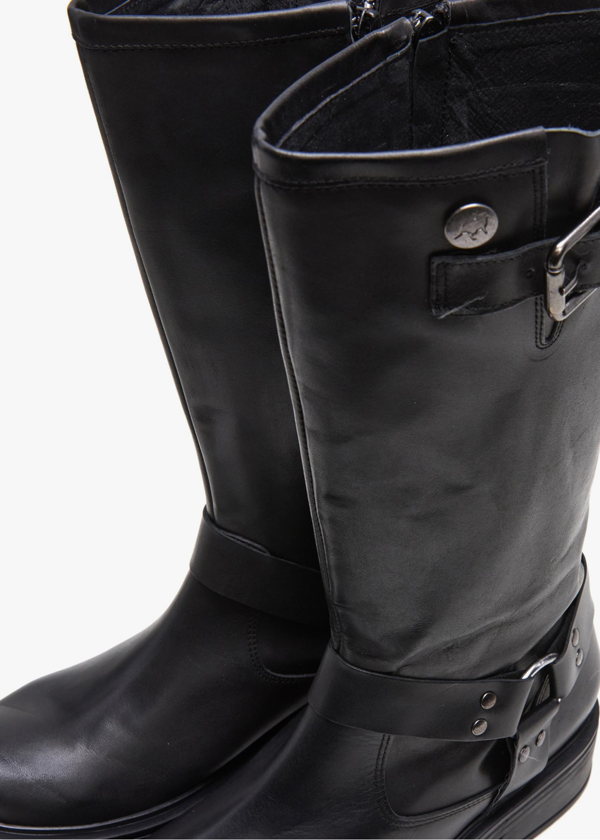 Botas Altas De Piel estilo motera negra