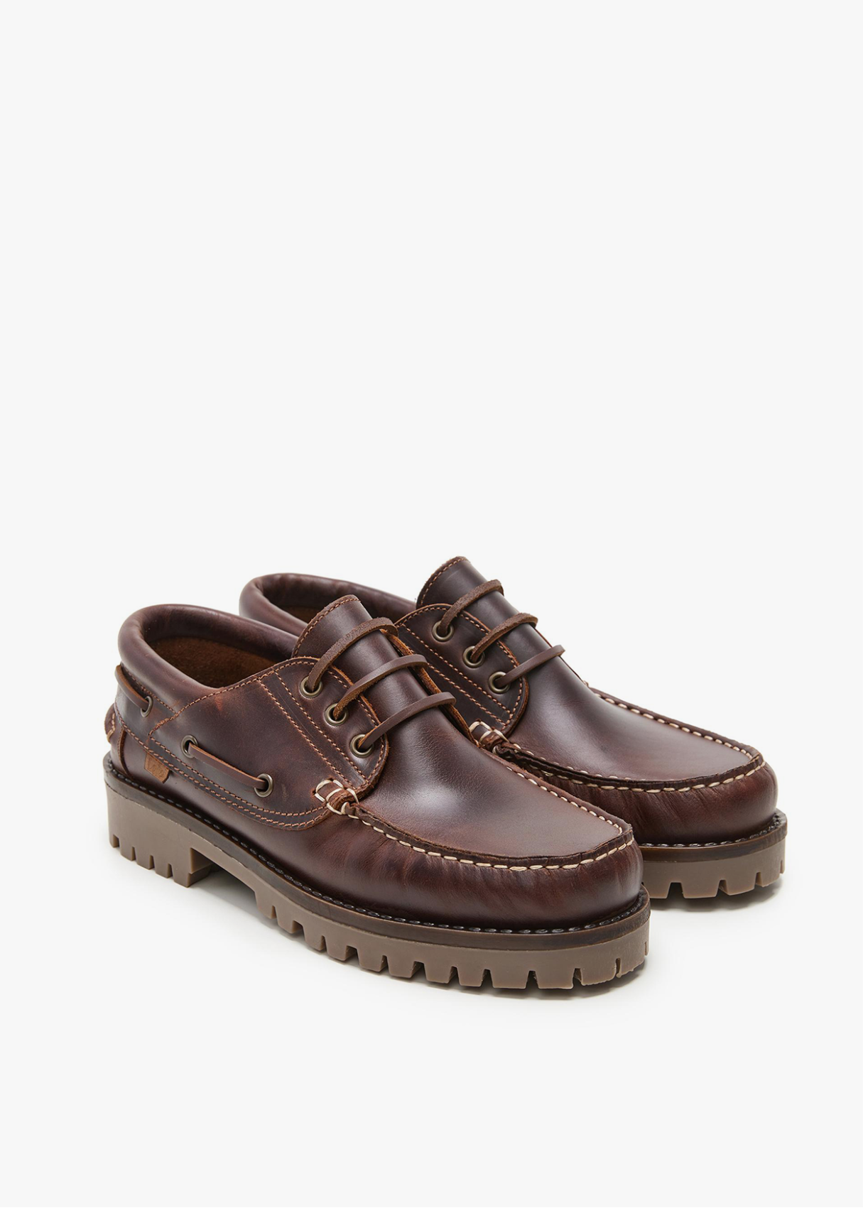 Náuticos De Piel cordonera marrón