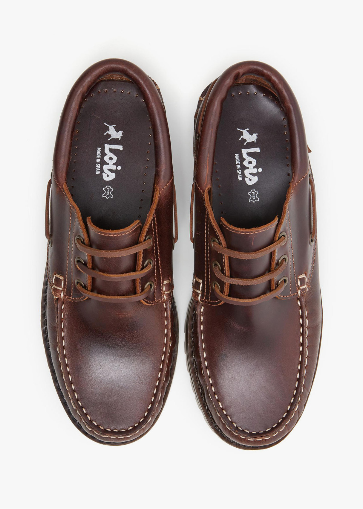 Náuticos De Piel cordonera marrón