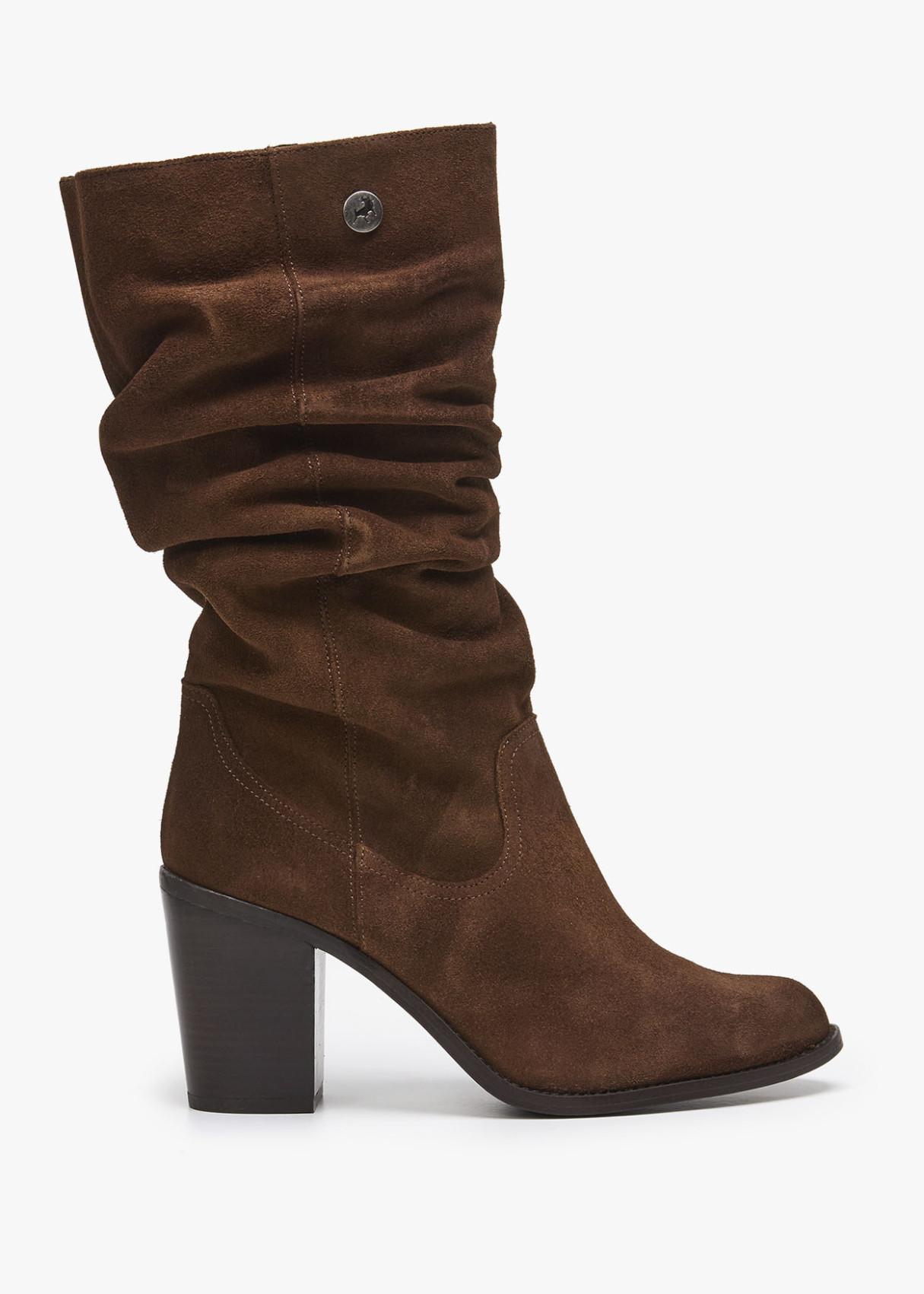 Botas De Piel ante fruncido en caña marrón