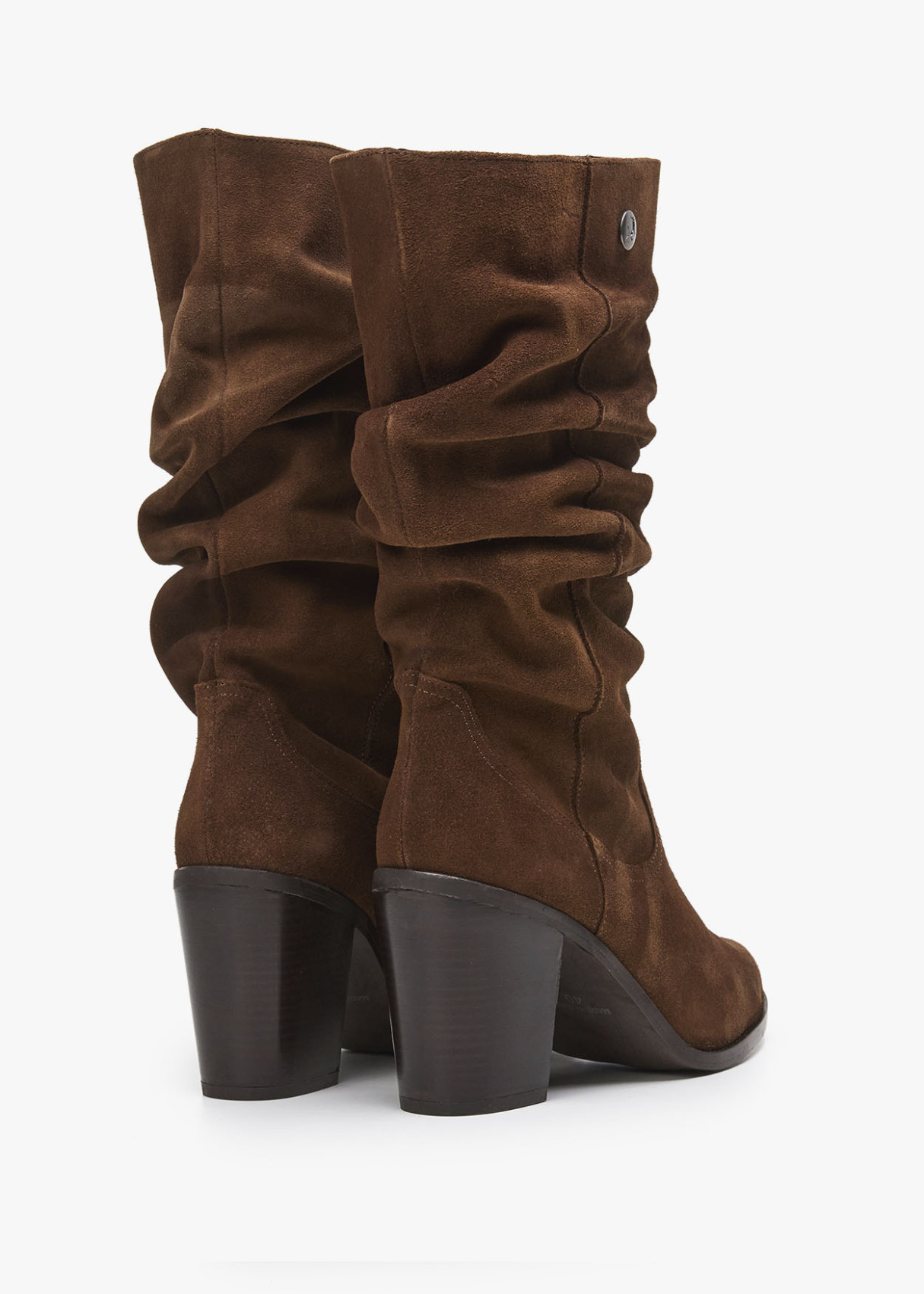 Botas De Piel ante fruncido en caña marrón