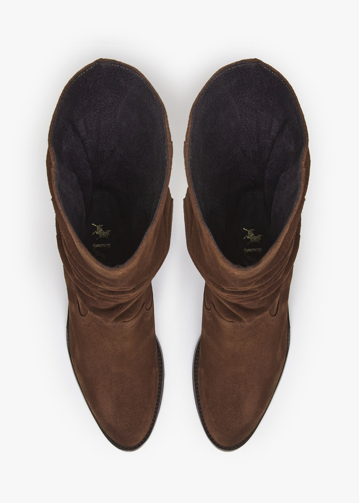 Botas De Piel ante fruncido en caña marrón