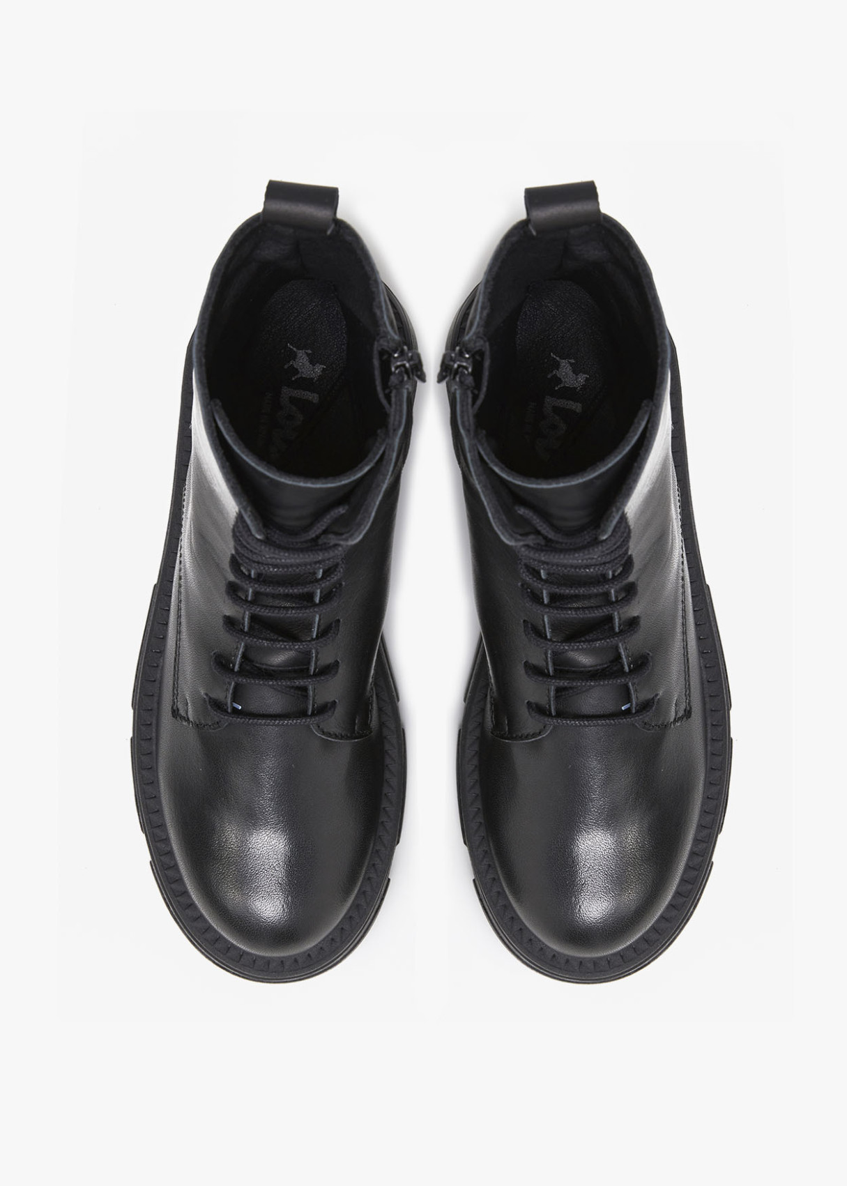 Botines de piel estilo militar con cordonera negro