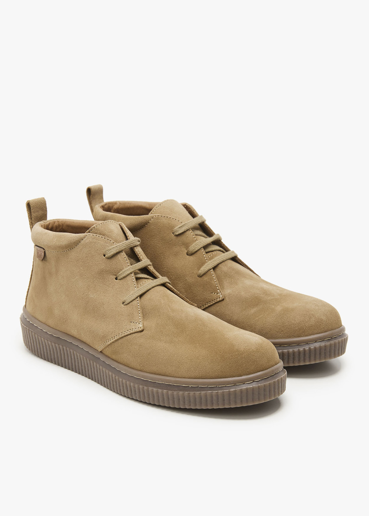 Botines De Piel serraje cordonera beige