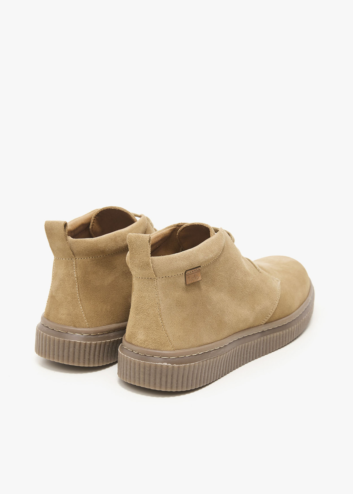 Botines De Piel serraje cordonera beige