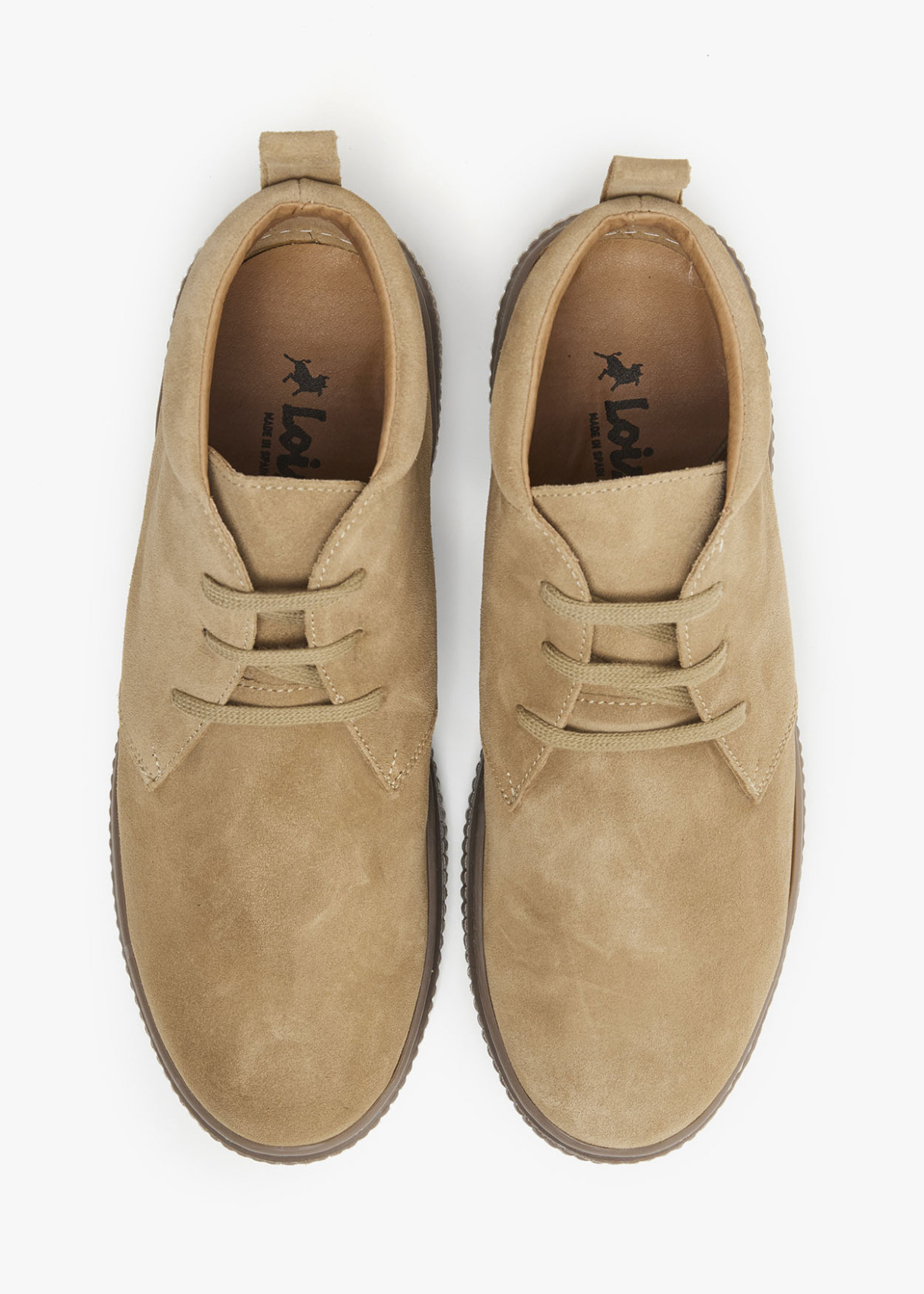 Botines De Piel serraje cordonera beige