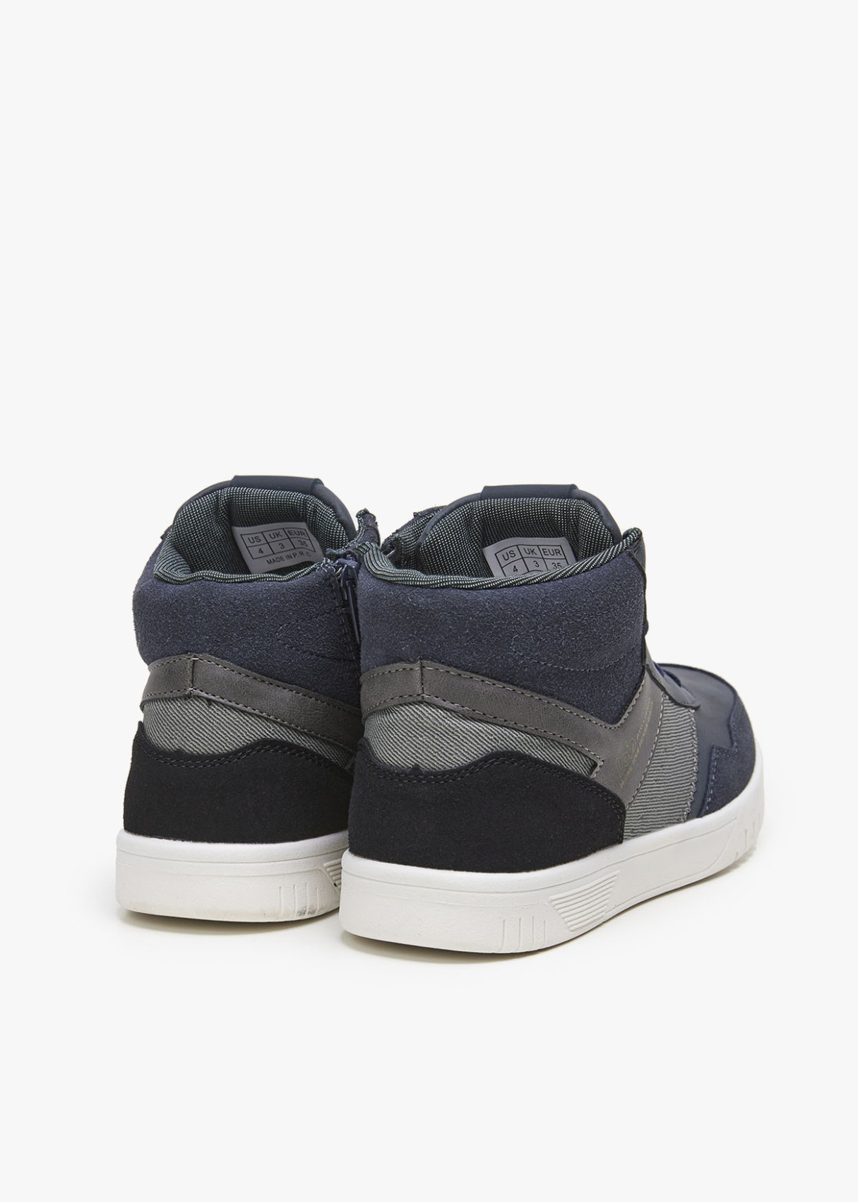 Botines casual combi acolchado azul