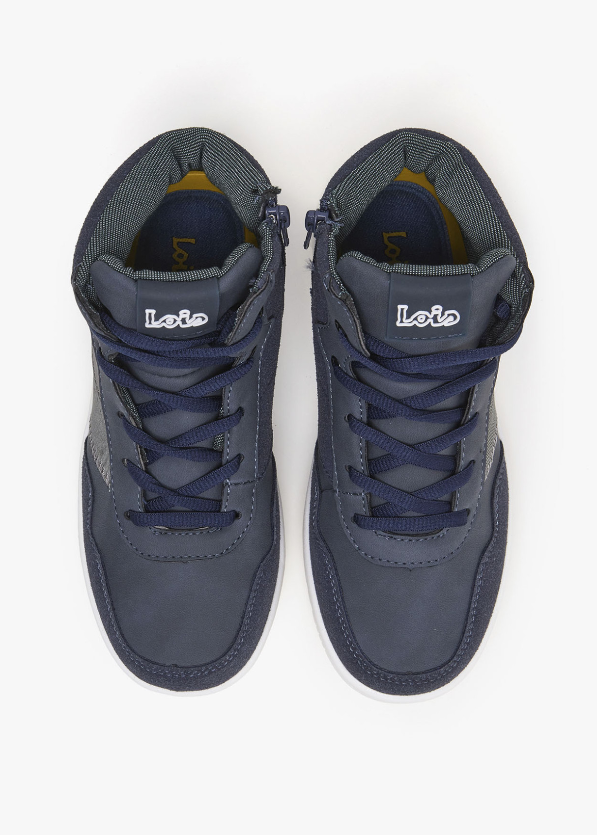 Botines casual combi acolchado azul