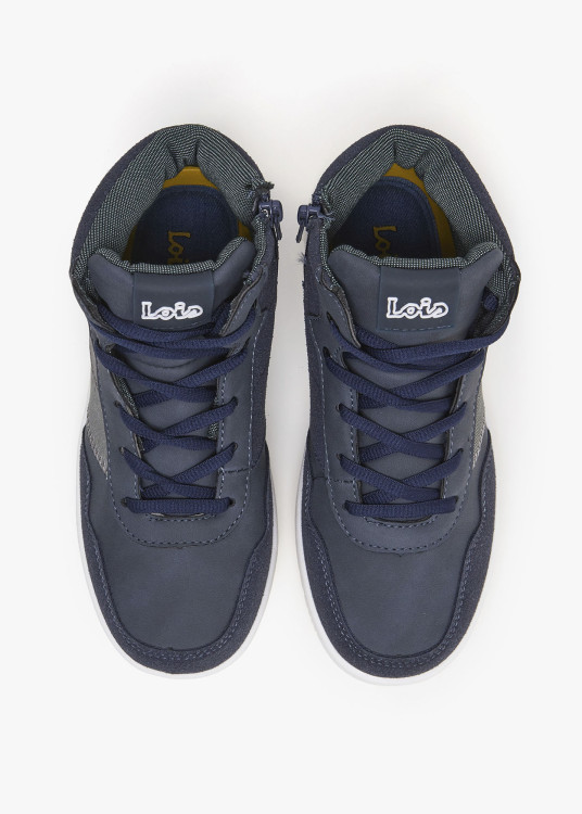 Botines casual combi acolchado azul