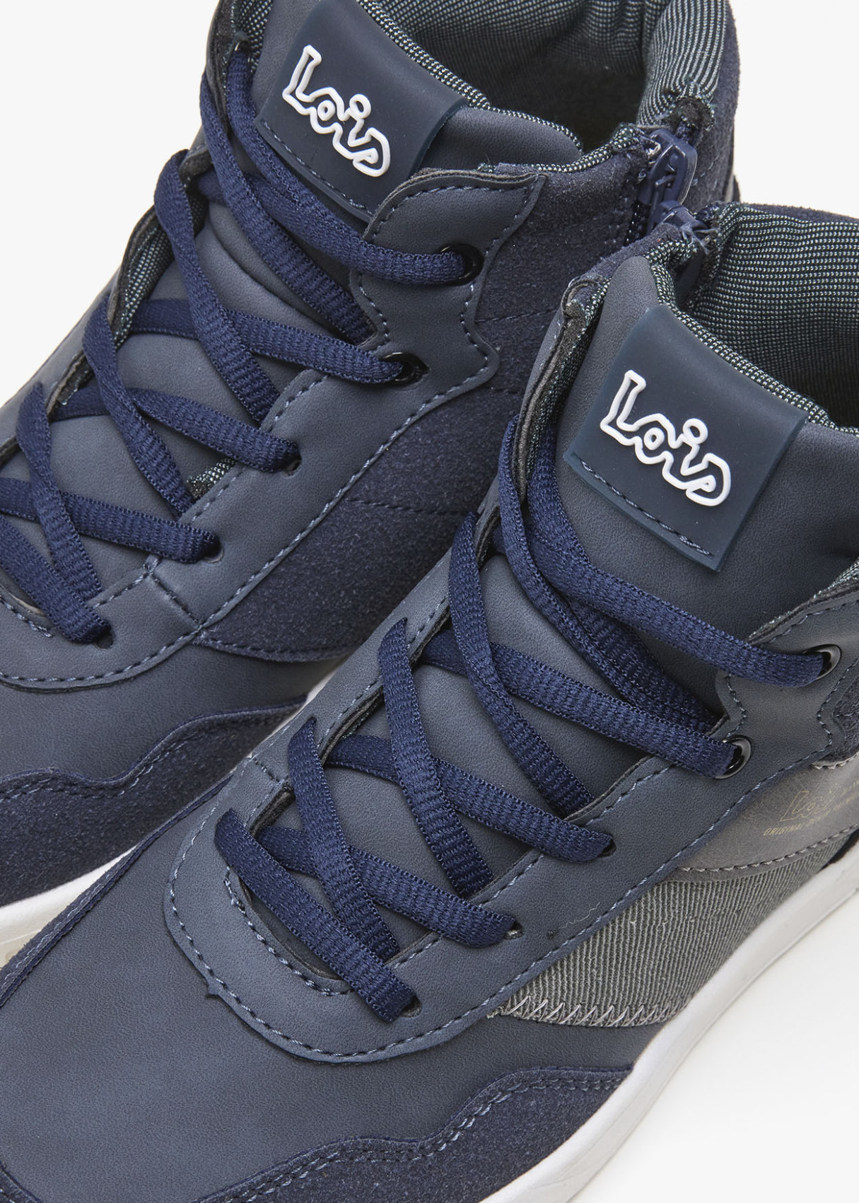 Botines casual combi acolchado azul