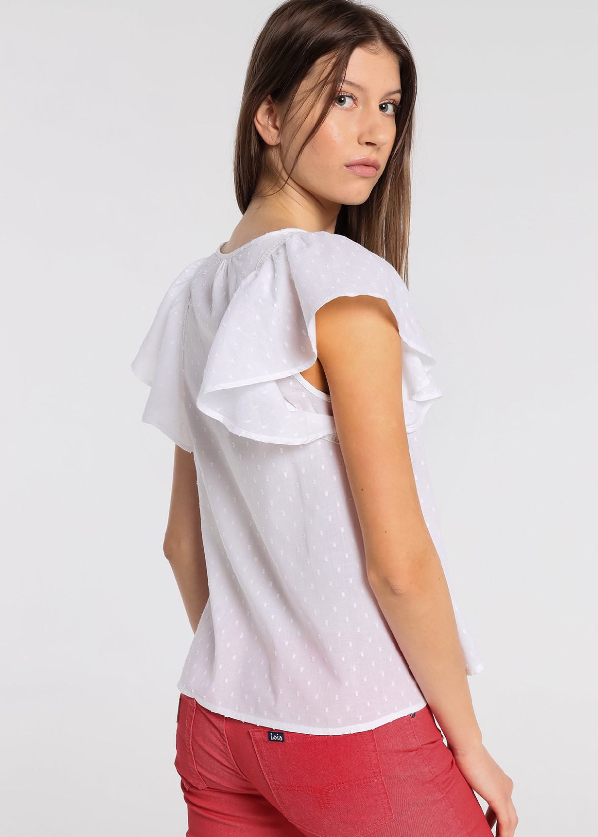 Blusa Manga Volante Plumeti