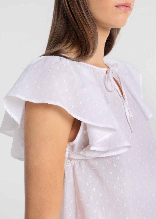 Blusa Manga Volante Plumeti