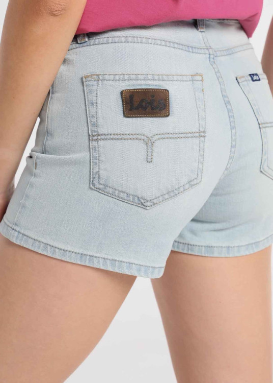 Denim Medium Bleach De Tiro Medio Alto