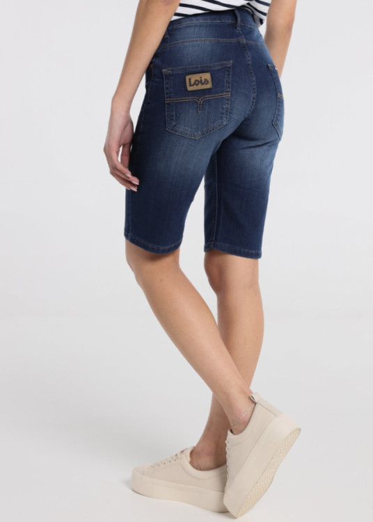 Denim Medium Dark Blue De Tiro Medio Alto