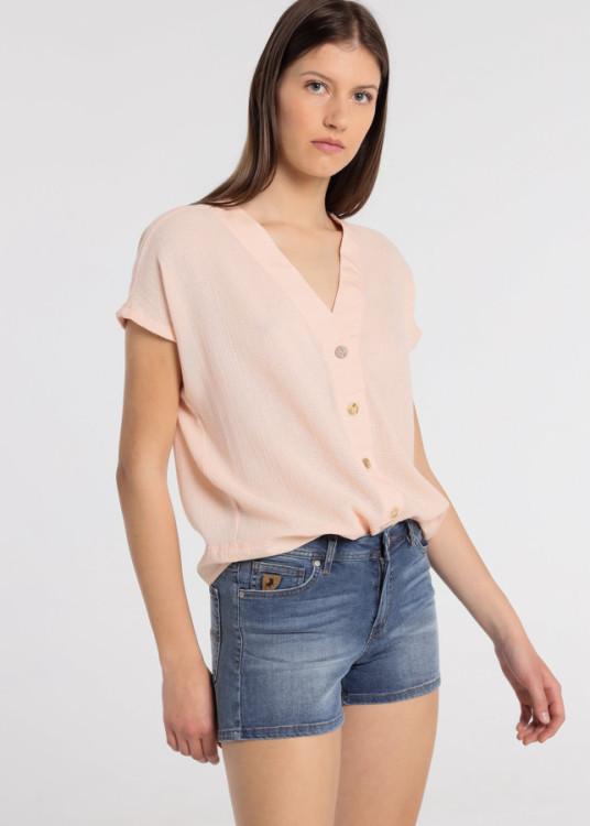 Short Daem Denim De Tiro Medio Alto