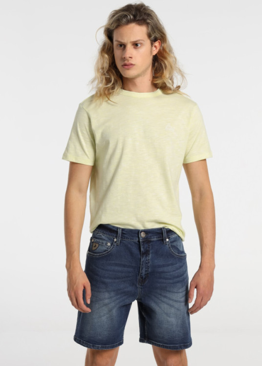 Bermuda Denim Regular Fit De Tiro Medio