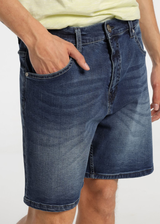 Bermuda Denim Regular Fit De Tiro Medio