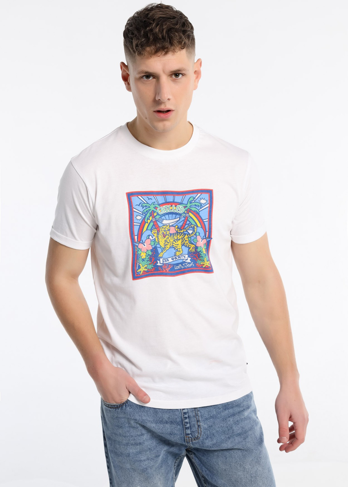 Camiseta Manga Corta Grafica Pecho