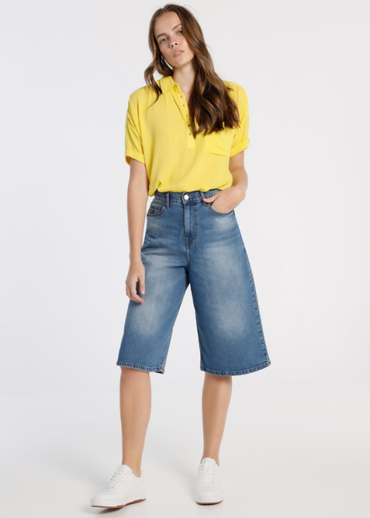 Bermuda Denim Medium Blue 1962 Wide Knee Crop