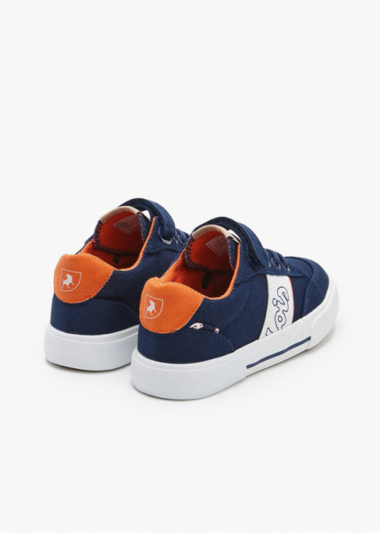 Bamba lona detalle logo contrastado lateral azul marino