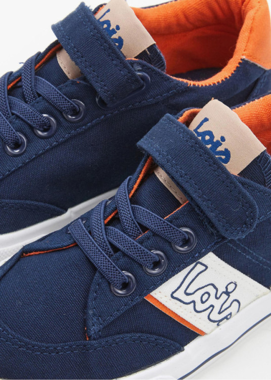 Bamba lona detalle logo contrastado lateral azul marino