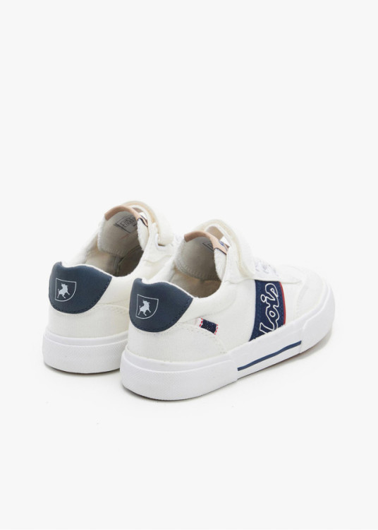 Bamba lona detalle logo contrastado lateral blanco