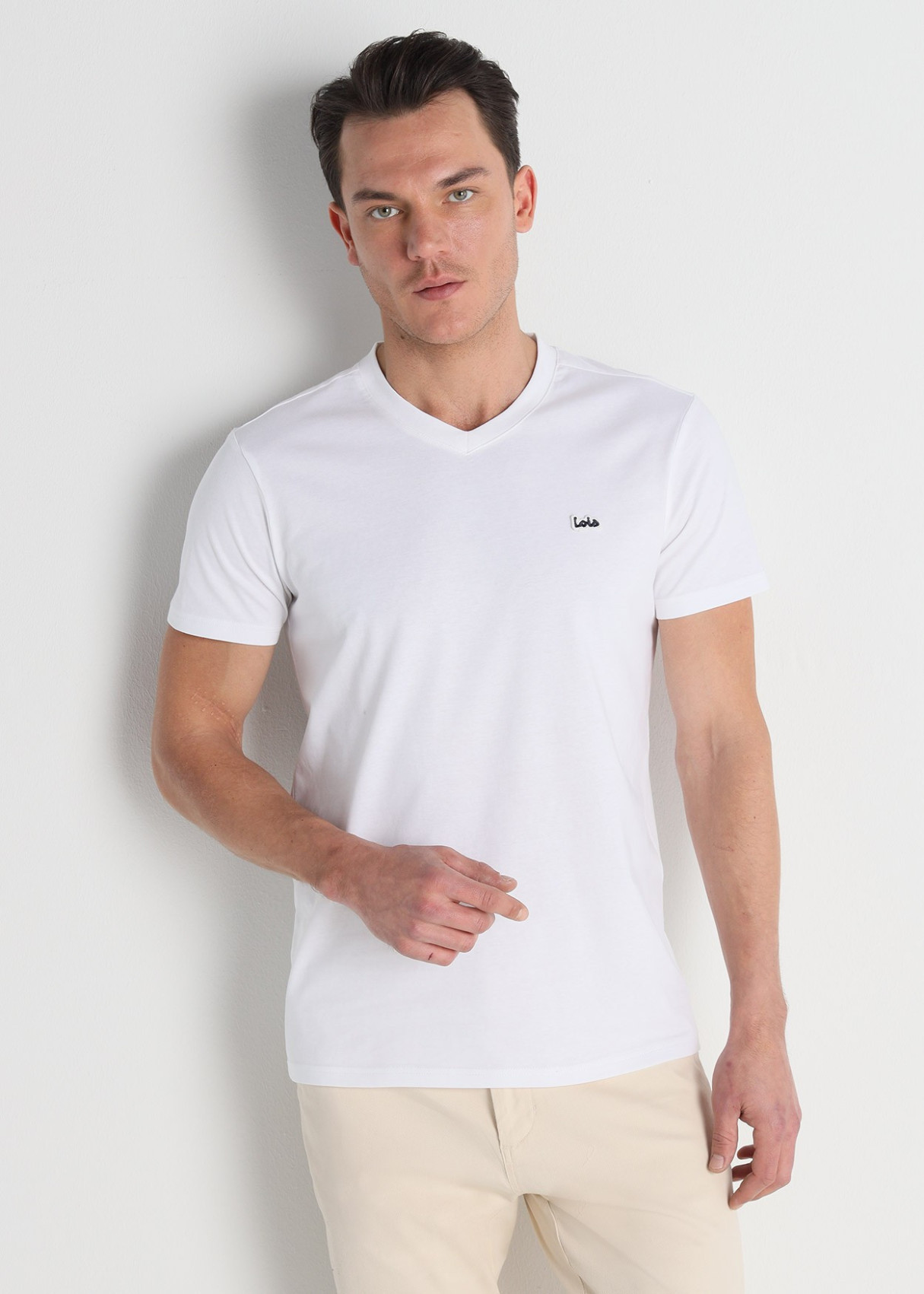 Camiseta Manga Corta Cuello pico blanca