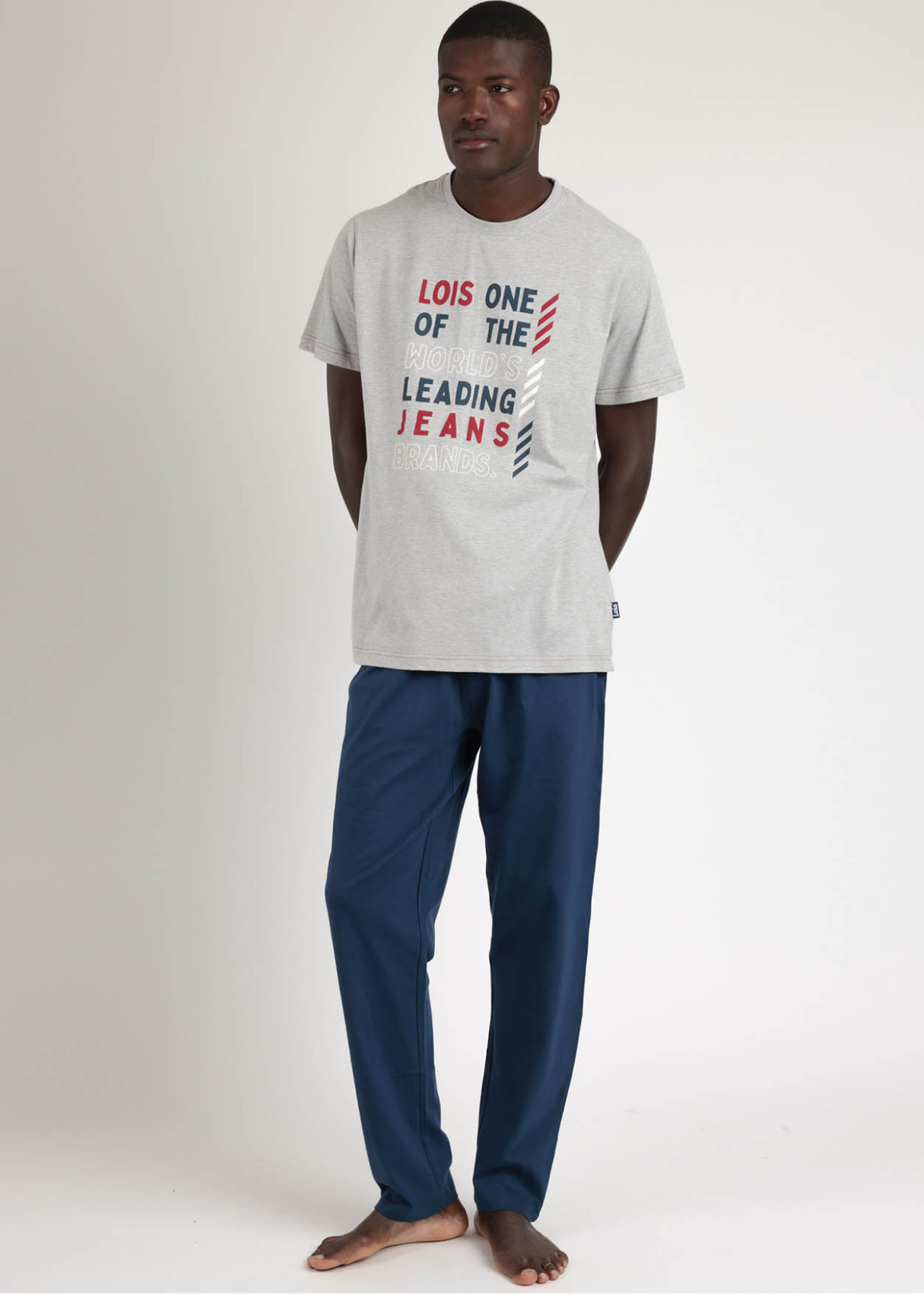 Pijama Manga Corta y pantalón largo Leader gris