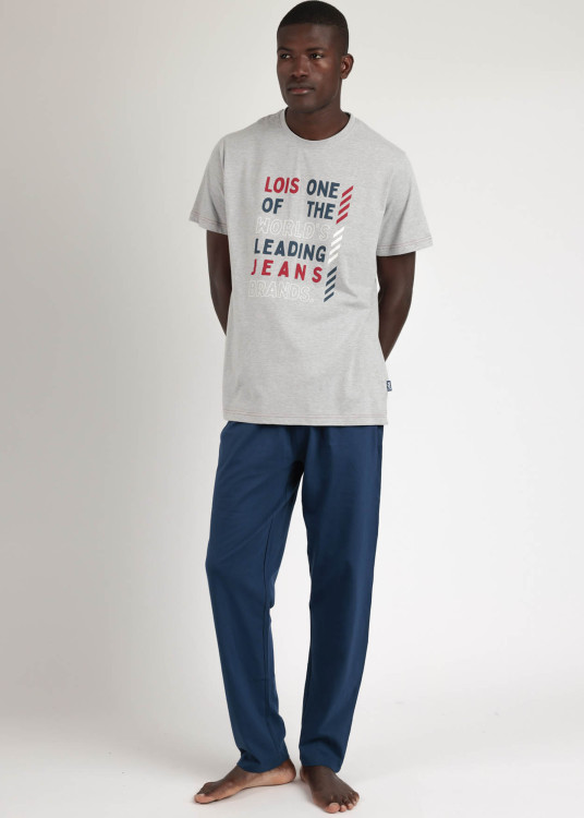 Pijama Manga Corta y pantalón largo Leader gris