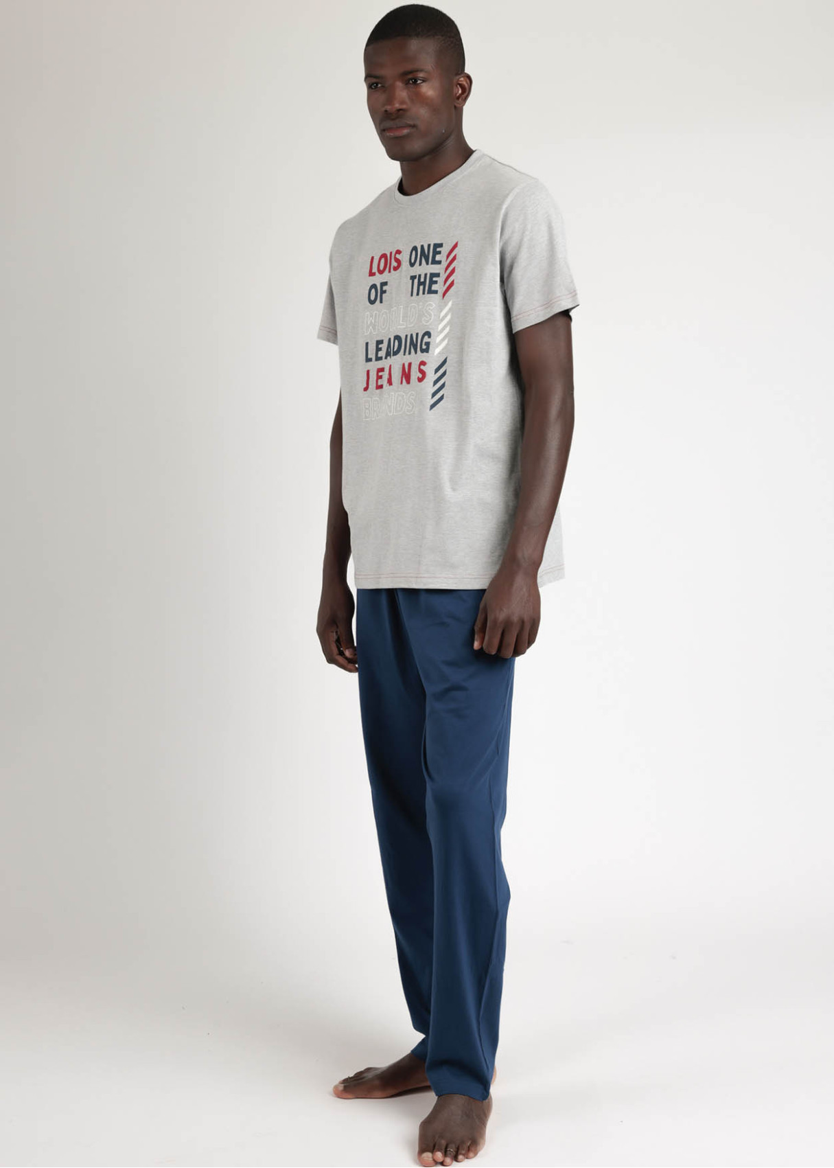 Pijama Manga Corta y pantalón largo Leader gris