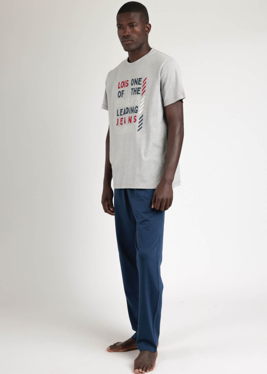Pijama Manga Corta y pantalón largo Leader gris