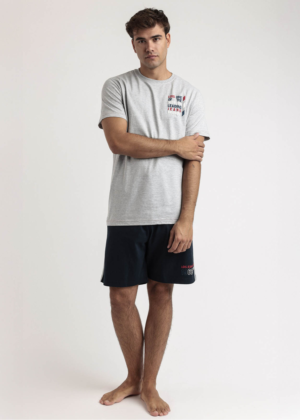 Pijama Manga Corta Leader gris jaspe