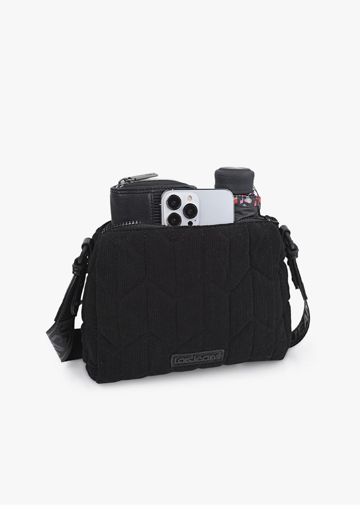 Bolso Bandolera ajustable tejido acolchado negro