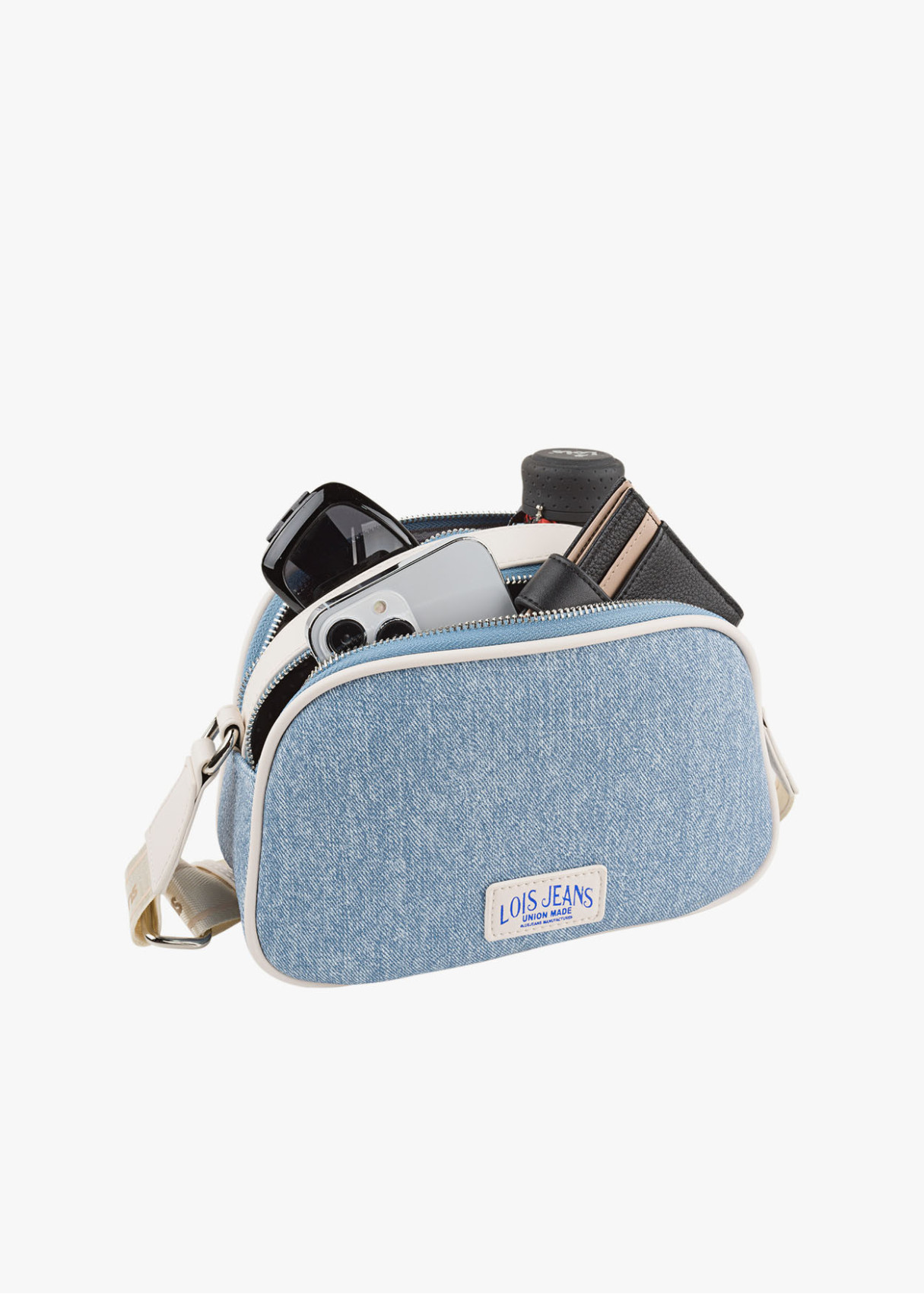 Bandolera ajustable logo frontal bolsillo trasero azul